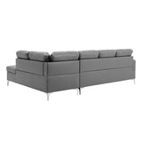 Barrington Exposed Metal Legs With Silver 3-Piece Sectional Right Chaise And Ottoman