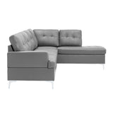 Barrington Exposed Metal Legs With Silver 3-Piece Sectional Right Chaise And Ottoman