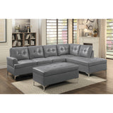 Barrington Exposed Metal Legs With Silver 3-Piece Sectional Right Chaise And Ottoman