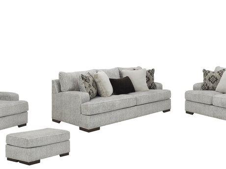 Mercado Pewter Sofa, Loveseat, Chair And Ottoman