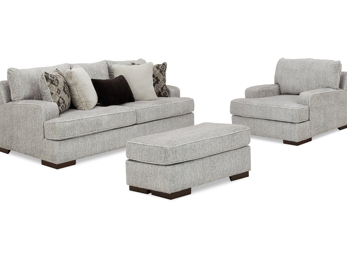 Mercado Pewter Sofa, Oversized Chair And Ottoman