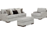 Mercado Pewter Sofa, Oversized Chair And Ottoman