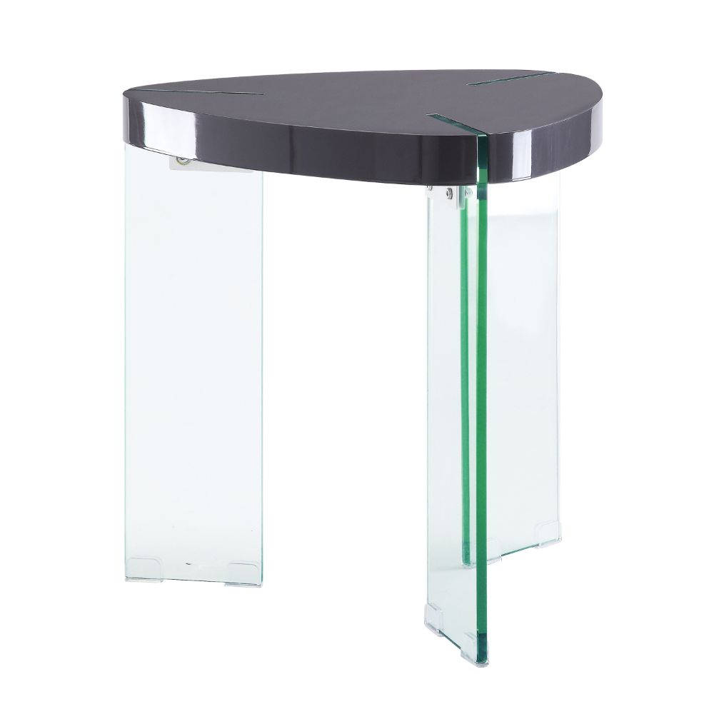 Noland Clear Glass & Gray High Gloss Finish End Table