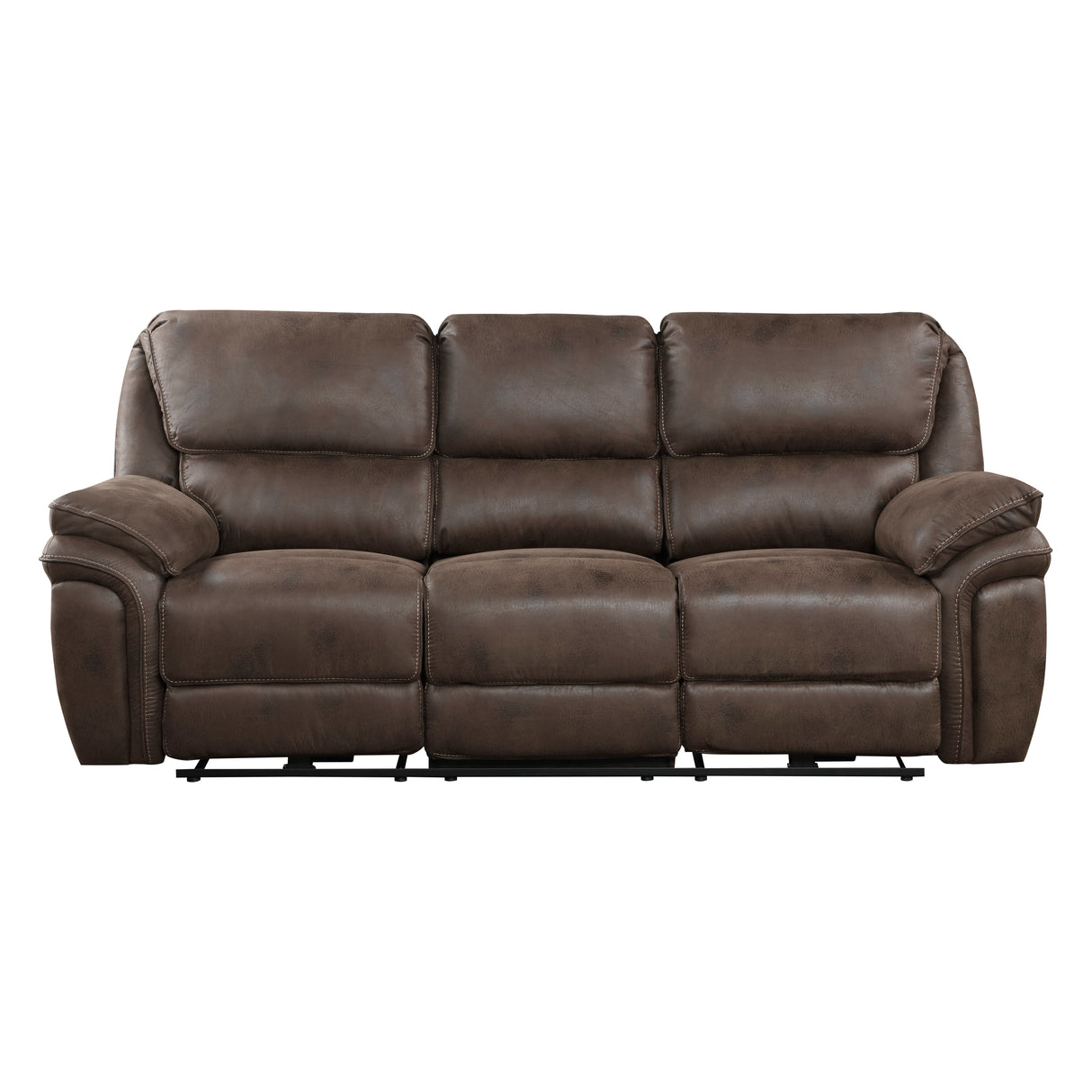 Proctor Brown Microfiber Double Reclining Sofa