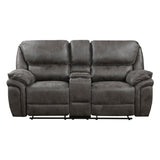 Proctor Gray Microfiber Double Reclining Love Seat with Center Console