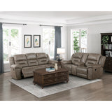 Hazen Brown Microfiber Double Reclining Sofa