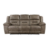 Hazen Brown Microfiber Double Reclining Sofa