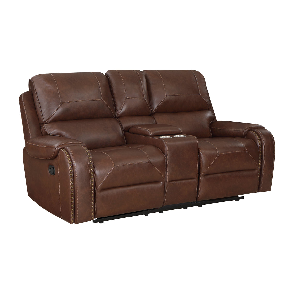 New Double Glider Reclining Love Seat With Center Console, Receptacles And Usb Ports