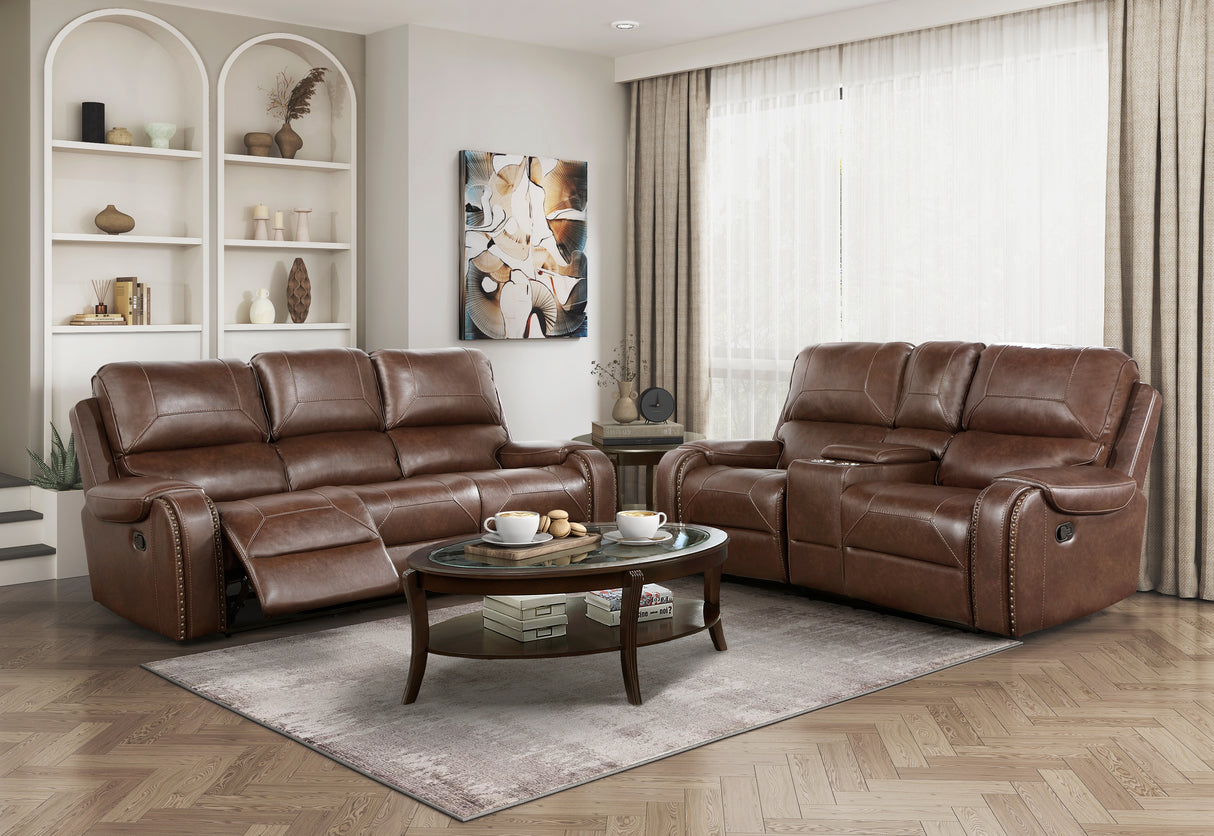 New Double Reclining Sofa With Center Drop-Down Cup Holders, Receptacles And Usb Ports