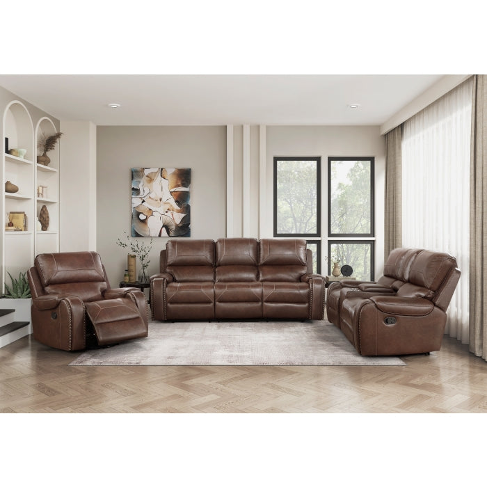 New Double Reclining Sofa With Center Drop-Down Cup Holders, Receptacles And Usb Ports