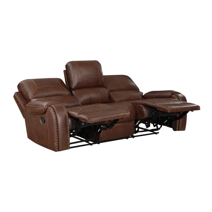 New Double Reclining Sofa With Center Drop-Down Cup Holders, Receptacles And Usb Ports