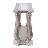 Northville Clear Glass & Antique Silver Finish Accent Table