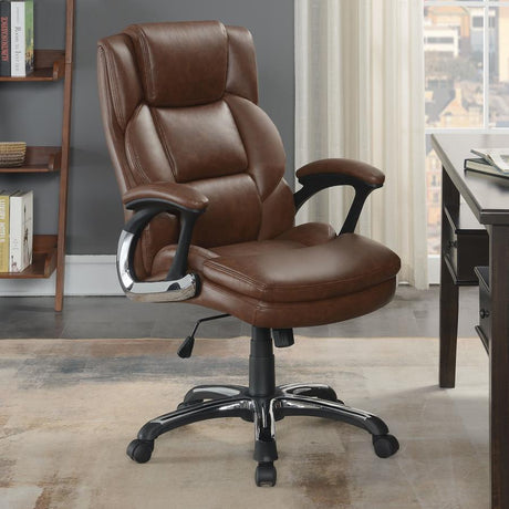 Nerris Adjustable Height Office Chair With Padded Arm Brown And Black
