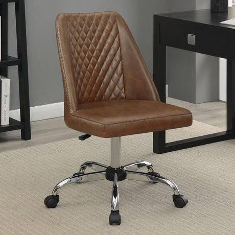Althea Upholstered Tufted Back Office Chair Brown And Chrome