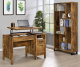 Delwin Lift Top Office Desk With File Cabinet Antique Nutmeg