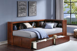 Rowe Dark Cherry Twin Bookcase Corner Bed With Storage Boxes