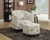 Alina 2-Piece Upholstered Accent Chair And Ottoman Off White