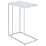 Stella Glass Top Accent Table Chrome And White