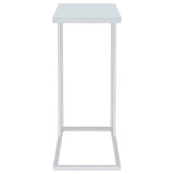Stella Glass Top Accent Table Chrome And White