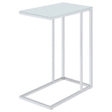 Stella Glass Top Accent Table Chrome And White