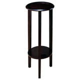 Kirk Round Accent Table With Bottom Shelf Espresso