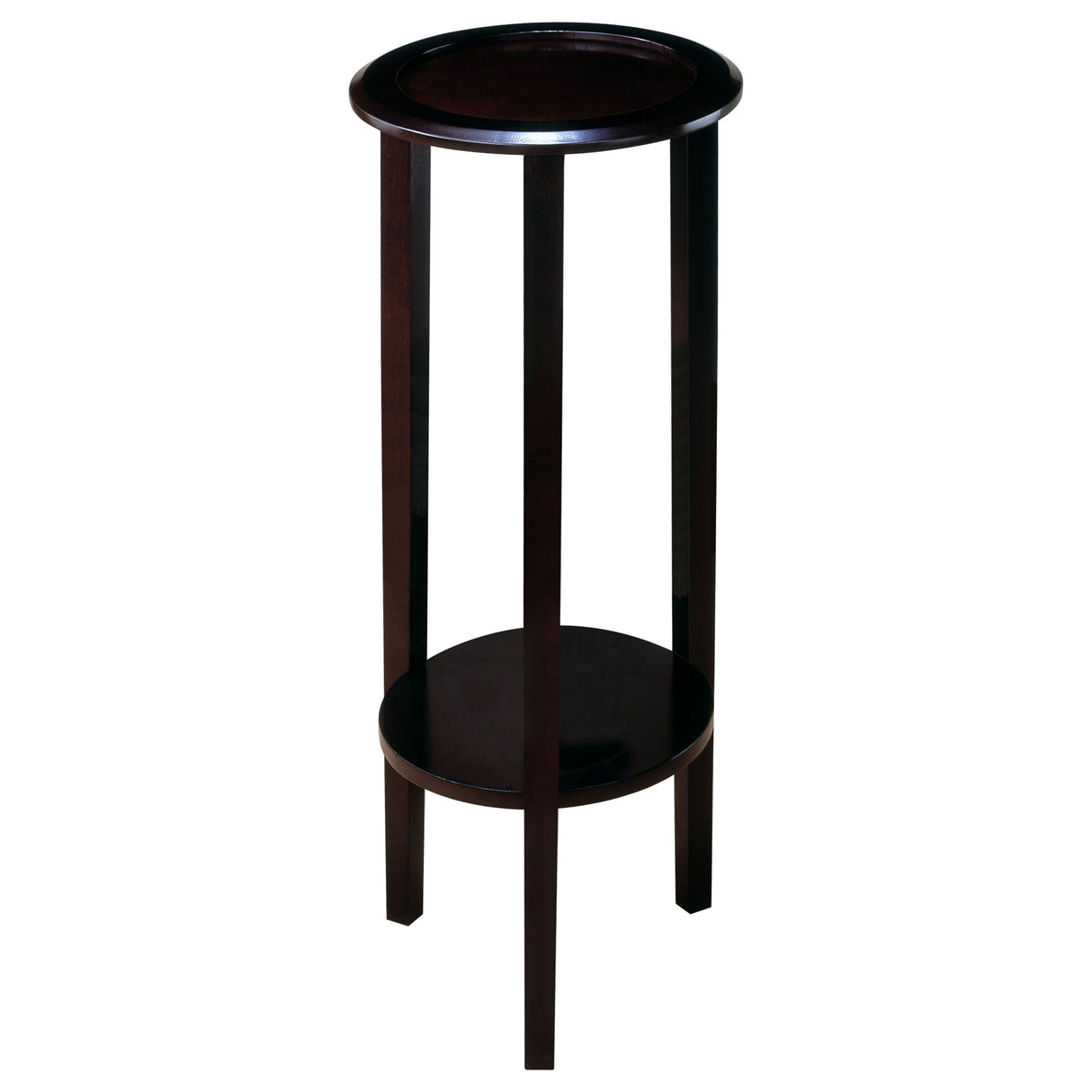 Kirk Round Accent Table With Bottom Shelf Espresso