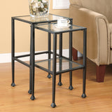 Leilani 2-Piece Glass Top Nesting Tables Black