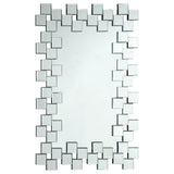 Pamela Frameless Wall Mirror With Staggered Tiles Silver