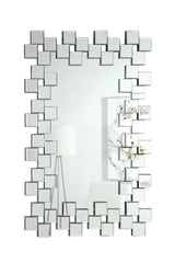 Pamela Frameless Wall Mirror With Staggered Tiles Silver