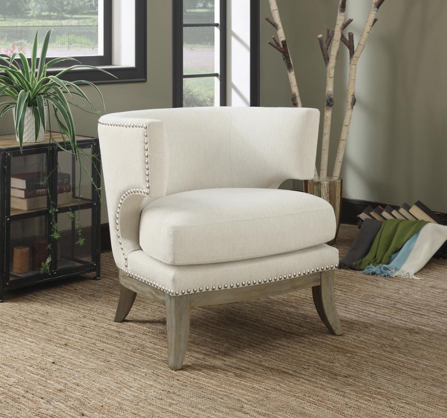 Dominic Barrel Back Accent Chair White And Weathered Grey