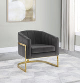 Joey Tufted Barrel Accent Chair Dark Grey And Gold