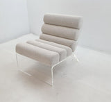 Serreta Boucle Upholstered Armless Acrylic Chair Ivory
