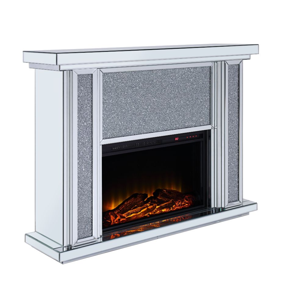 Nowles Mirrored & Faux Diamonds Fireplace