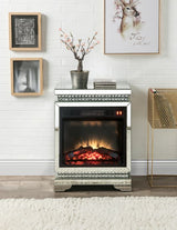 Lotus Mirrored & Faux Ice Cube Crystals Fireplace