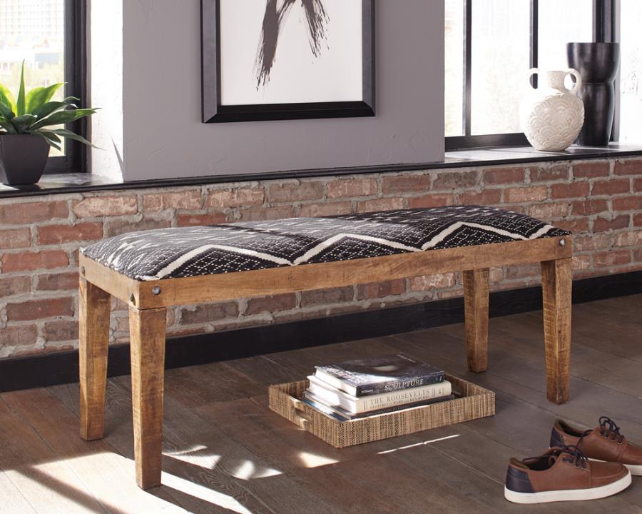 Lamont Rectangular Upholstered Bench Natural And Navy