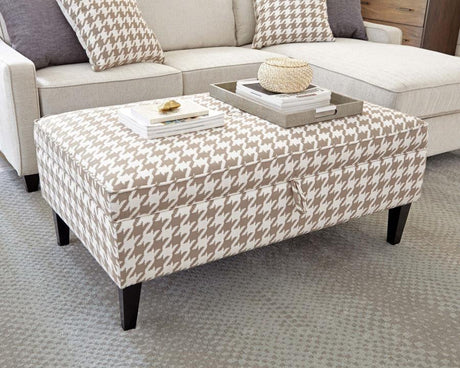 Mcloughlin Upholstered Storage Ottoman Beige And White