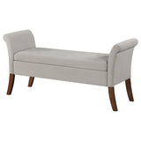 Farrah Velvet Upholstered Rolled Arm Storage Bench Beige
