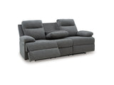 Side-Swipe Reclining Sofa with Drop Down Table