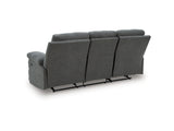 Side-Swipe Reclining Sofa with Drop Down Table