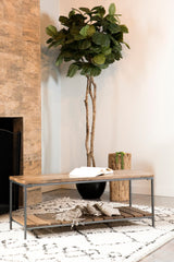 Gerbera Accent Bench With Slat Shelf Natural And Gunmetal