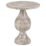 Dianella White Washed Round Pedestal Base Accent Side Table