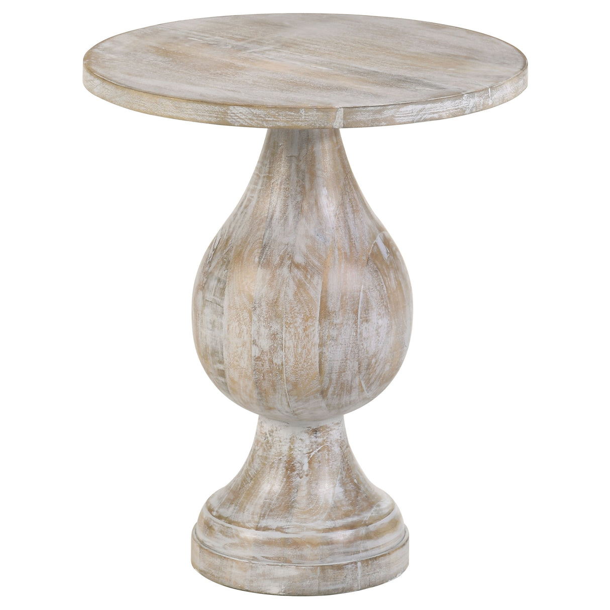 Dianella White Washed Round Pedestal Base Accent Side Table