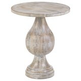 Dianella White Washed Round Pedestal Base Accent Side Table