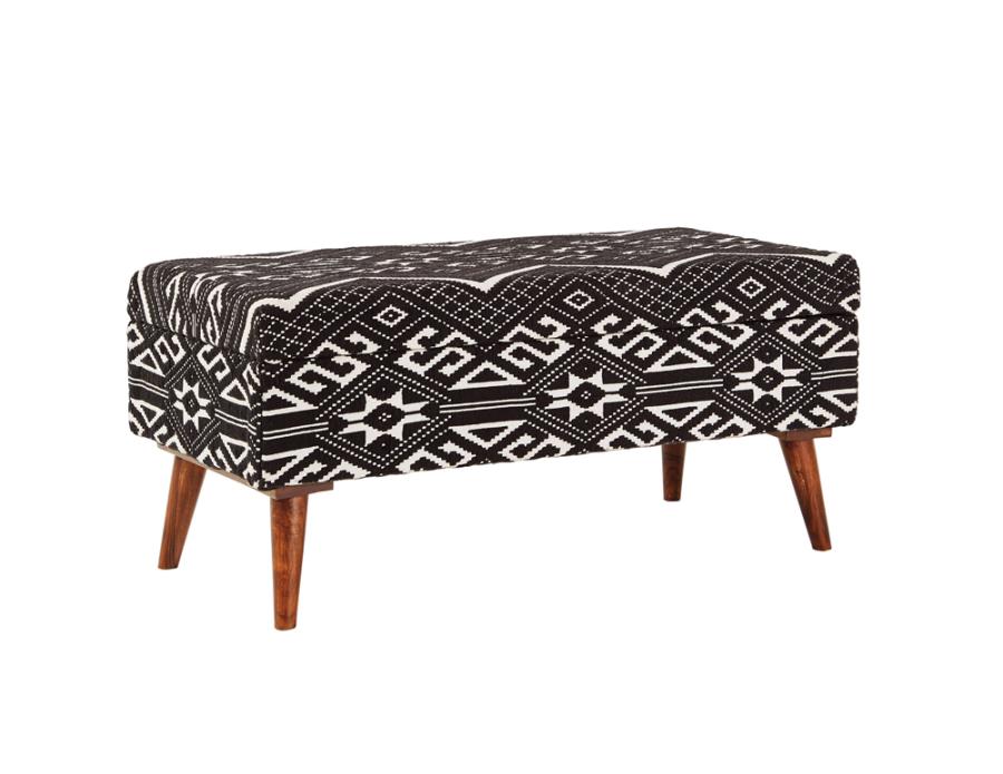 Cababi Upholstered Storage Bench Black And White