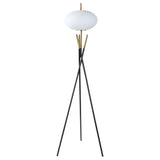 Layton White Orb Shade Tripod Floor Lamp Black