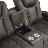 Tabor Dark Brown Power Double Reclining Loveseat