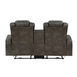 Tabor Dark Brown Power Double Reclining Loveseat