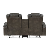 Tabor Dark Brown Power Double Reclining Loveseat