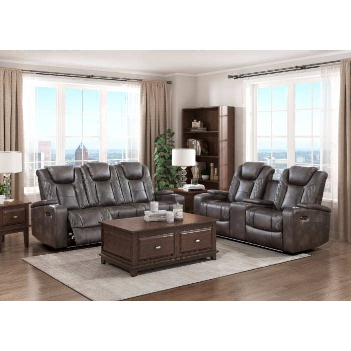 Tabor Dark Brown Power Double Reclining Loveseat