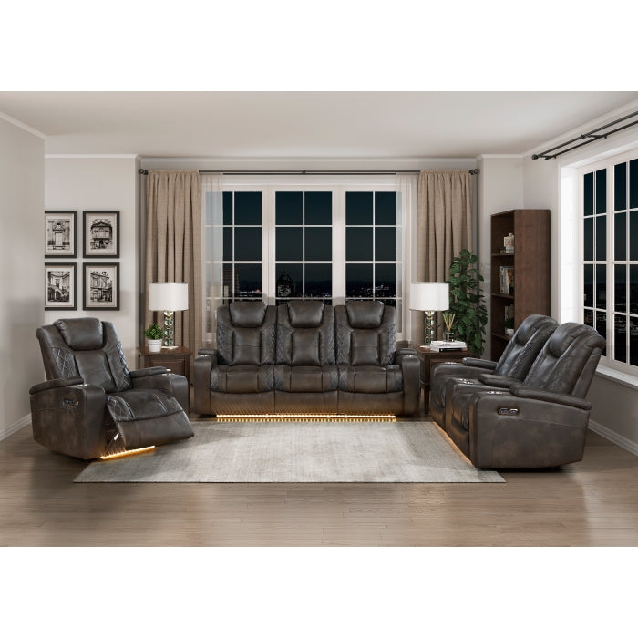 Tabor Dark Brown Power Double Reclining Loveseat